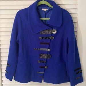 Carson 100% Wool Incredible Art To Wear Jacket Embellished with Funky Buttons